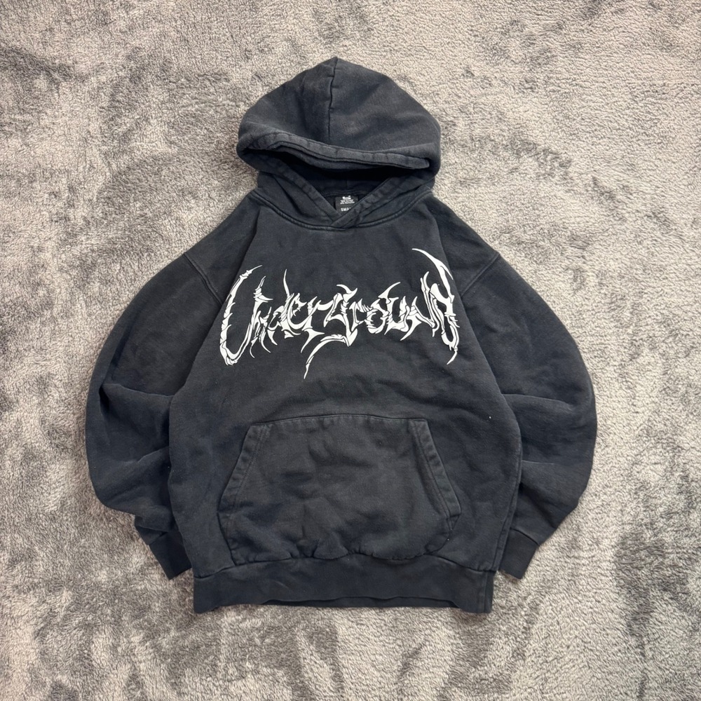 Underground No Respawn Black Graphic Hoodie Mens Small Streetwear Metal Pullover